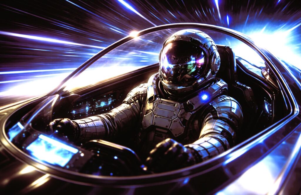 Astronaut i rumskib (illustration)