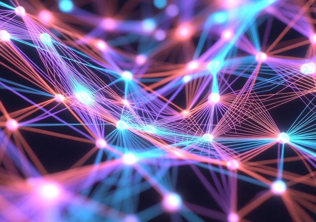 Farverigt digitalt netværk (illustration)